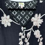 Figs & Flower embroidered black short sleeve button down lace top size M Size M Photo 2