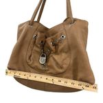 Furla  Tan Pebbled Leather Chain Lock Drawstring Satchel Shoulder‎ Bag Y2K Boho Photo 3