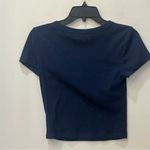 American Eagle  Womens Graphic Baby Tee Size Medium Navy Blue sunflower Photo 2