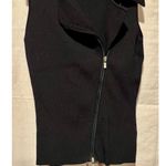 Cache  Black 2 WAY Diagonal Rhinestone ZIPPER Rib Knit Top Wayne Rogers Photo 7