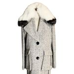 Derek Lam 10 CROSBY Tweed Coat Wool Fur Collar Pockets White Black Designer 8 Photo 12