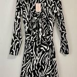Missguided  Women’s Tall Zebra Print Tie Front Mini Dress Black & White Sz 4 NWT Photo 0