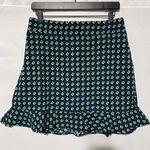 Band Of The Free New Diamond Print Ruffle Mini Skirt Colette Black Teal Size XS Photo 5