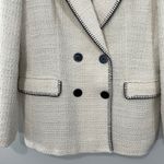 ZARA NWT Topstitch Textured Double Breasted Blazer Jacket Ecru Black Sz XL FLAW Photo 6