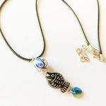 Handmade unisex black fish & Czech glass heart & ceramic Yin Yang unique necklace🐟🌊🖤 Photo 1