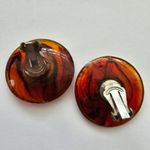 Maximalist Large Tortoise round button brass spikes Vintage Statement Earrings Gold Photo 1