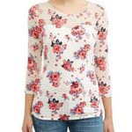 No Boundaries  XL white floral blouse Photo 0