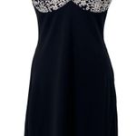 Vintage 90s Cocktail Dress Empire Waist Fit & Flare Lace Floral Black White M Size M Photo 0