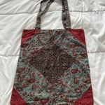 Cloth Tote Bag Fair Trade Peace Love Justice Books Grocery Blue 15" x 17" Hippie Red Photo 5