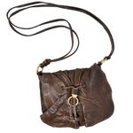 Cole Haan Brown Leather Crossbody Bag Distressed Brass Hardware Flap Closure Photo 7