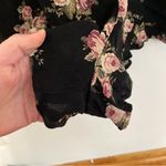 American Eagle  AEO AE Wrap Romper Black Pink Floral Rose Long Sleeve Bell Sleeve Photo 10