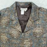 Coldwater Creek  jacket womens L woven teal brown zip up batik art to wear granny Photo 1