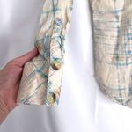 Free People Cream Subtle Plaid Shore Vibes Long Sleeve Cotton Button Front Sz MD Photo 5