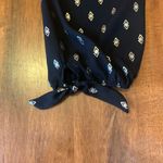 PaperMoon Blouse Large Elegant Black Top with Gold Foil Pattern Tie 3/4 Sleeves Photo 6