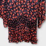 IRO  River Smocked Fil Coupe Mini Dress Women's Size 2‎ Red Blue Silk Blend Print Photo 7