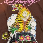Ed Hardy NWT  Women's Tiger Crop Tee - Brown bedazzled size small Photo 4