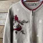 Croft & Barrow  Sweater XL Silk Blend Full Zip Cardinal Christmas Embroidered Photo 1