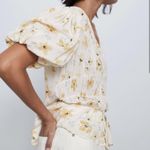 ZARA  Puff Sleeve Floral Button Front Top XS Photo 3