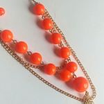 Bright Neon Orange Bead Necklace Chain Set Photo 1