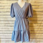 & Other Stories & Other Stories Organic Blend Cotton Jersey Wrap Tiered Mini Dress in Dusty Blue Photo 6