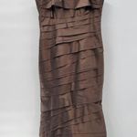 & Other Stories Rina di Montella Silk Jacket Dress 2 Pc 10 Brown Trumpet Tiered Mother of Bride Photo 2