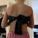 SheIn Black Tie Back Satin Tube Top Photo 3
