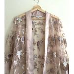 RYA COLLECTION Embroidered Sepia Rose Pink Floral Cover Up Robe Size XS/S Photo 2