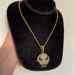 NEW Gold Plated Iced Out Bling Jack Skellington Skull Pendant Chain Necklace Photo 0