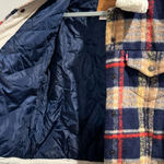 Levi's Levi’s Plaid Tweed Wool Blend Trucker Jacket Sherpa Snap Buttons Size Small EUC Photo 4