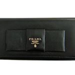 Prada Black Saffiano Leather Bow Long Clutch Wallet Photo 0