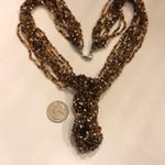 Vintage Amber Boho Seed Bead Beaded Multi Strand Necklace Brown Photo 5