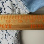 Poetry Rolled Sleeve Button Up Shirt Crochet Back Roll Top Womens Blue Large L Photo 6