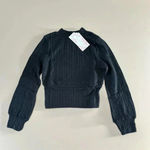 Band of Gypsies New BAND OF THE FREE BOG Raquel Cable Knit Long Sleeve Black Knit Top Sz Medium Photo 2