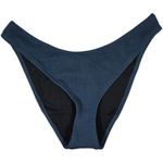 J.Crew  Textured curved-waist cheeky bikini bottom in Navy‎ L NWT Photo 1