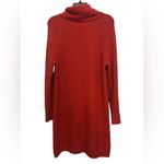 Loft Cowl Neck Sweater Dress Size Medium Orange Ribbed Knit Career Wear Photo 2