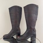Patricia Nash Dark Brown Red Leather Loretta Tall Knee High Riding Heeled Boots Photo 11