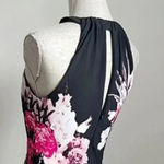 Cache Vintage  Floral Halter Jersey Maxi Dress Black/White/Pink XS Photo 3