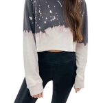 Brooklyn Karma Charcoal/Lilac Tie Dyed Sit Back & Relax Crop Sweatshirt … Photo 0