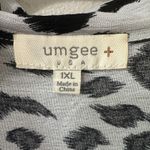 Umgee Gray Leopard Long Wide Sleeve Fringe Trim Tunic Top Coverup Size 1XL Photo 6