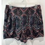 French Laundry Shorts Size L Black Red Patterned Women's Photo 1