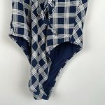Sea Angel Square Neck One Piece Swimsuit Navy & White Plaid Size Small Blue Photo 8