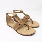 Gibson Latimer  Jaylee Circle Ornament Sandal Size 8 Tan Sheep Leather Gold Ring Photo 0