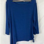 Chico's Travelers Asymmetrical Side Cinch Blue Top Size 3 / XL Photo 0