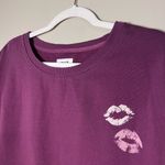 Pact Organic Cotton Kisses Graphic Print Crewneck Sweatshirt Purple XL Photo 2