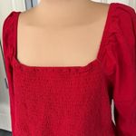 Old Navy Red Smocked Crepe Babydoll Milkmaid Long Sleeve Peasant Top Photo 2
