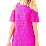 Lilly Pulitzer  Pink Lace‎ Cold Shoulder XXS Keyhole Back Scallop Hem Party Dress Photo 0