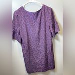 Madewell  Women's Silk‎ Bell-Sleeve Painted Clover Purple Dress Size 2 Photo 3