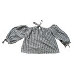 Rebecca Taylor  blue & white striped halter cotton off-the-shoulder top size 2 Photo 11