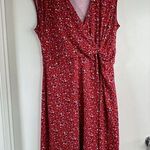 Lands’ End Dress Red White Blue Patriotic Stars Sleeveless Faux Wrap Size L Size L Photo 0