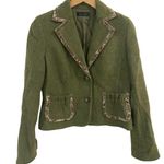 VTG Context Long Sleeve Tweed Velvet Notched Lapel Blazer Moss Green Women's Sz8 Size 8 Photo 0